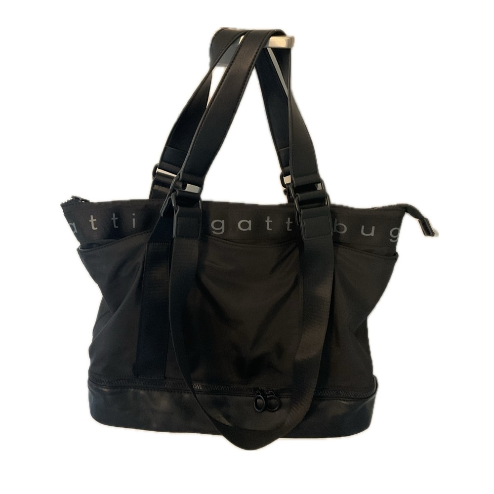 Bugatti Black Nylon Shoulder Bag with Numerous Pockets .